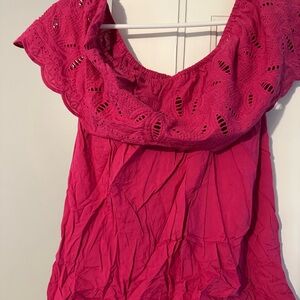 Blue Rain Pink Ruffled Blouse
